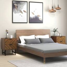 HOMCOM Bedside Table Set of 2, Side Tables with Metal Legs, Walnut - Size: 2 Pack - thumbnail 1