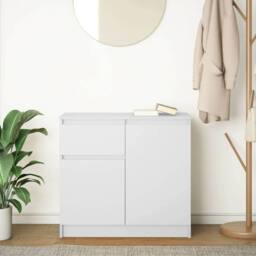 Berkfield Home Sideboard with Drawer White 71x35x65 cm Engineered Wood - Size: 71 x 35 x 65 cm - thumbnail 3