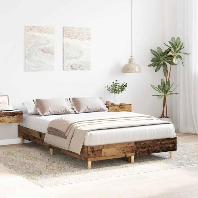 Berkfield Home Durable Bed Frame No Mattress Old Wood 120x190 cm Small Double En in Brown - image 1
