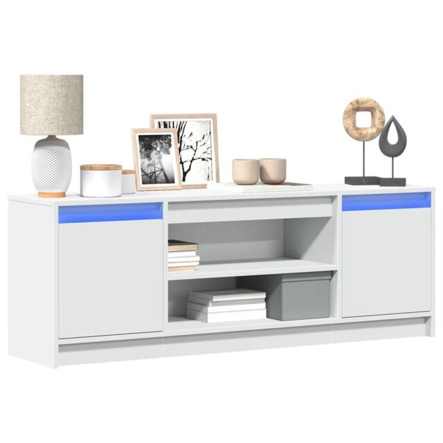 Berkfield Home TV Cabinet with LED White 139.5x34x50 cm Engineered Wood - image 1