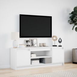 Berkfield Home TV Cabinet with LED White 139.5x34x50 cm Engineered Wood - thumbnail 4