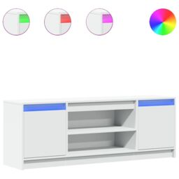 Berkfield Home TV Cabinet with LED White 139.5x34x50 cm Engineered Wood - thumbnail 2