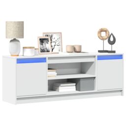 Berkfield Home TV Cabinet with LED White 139.5x34x50 cm Engineered Wood - thumbnail 1