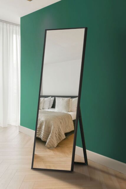 "MirrorOutlet Black Aluminium Edged Cheval Mirror 67"" X 23"" (170CM X 58CM) - Size: 1 Pack" - image 1
