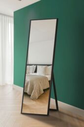 "MirrorOutlet Black Aluminium Edged Cheval Mirror 67"" X 23"" (170CM X 58CM) - Size: 1 Pack" - thumbnail 1