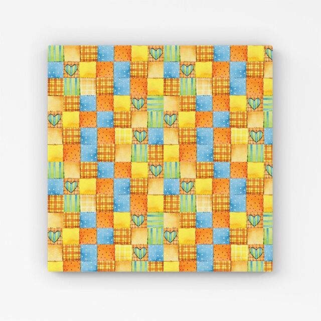 Warren Reed - Designer Baby Watercolour Blanket Pattern Canvas in Yellow - Size: w40 inch x h40 inch - image 1