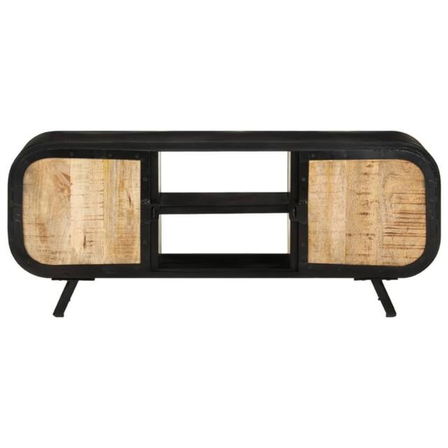Berkfield Home TV Cabinet 110x30x45 cm Rough Mango Wood in Brown - Size: 110 x 30 x 45 cm - image 1