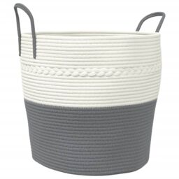 Berkfield Home Storage Basket Grey & White √ò43x38 cm Cotton - Size: 43x38 cm - thumbnail 2