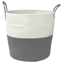 Berkfield Home Storage Basket Grey & White √ò43x38 cm Cotton - Size: 43x38 cm - thumbnail 4