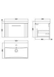 Balterley Wall Hung 1 Drawer Vanity Unit - Thin-Edge Basin 600mm, Satin Grey - thumbnail 8