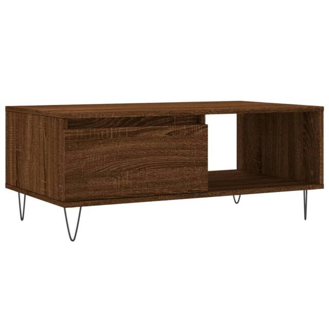 Berkfield Home Coffee Table Brown Oak 90x50x36.5 cm Engineered Wood - image 1