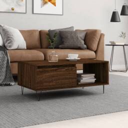 Berkfield Home Coffee Table Brown Oak 90x50x36.5 cm Engineered Wood - thumbnail 2