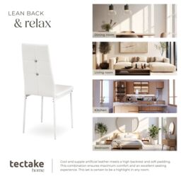 tectake Dining Chair Set Julien Set Of 8 - White - Size: 8 Pack - thumbnail 7