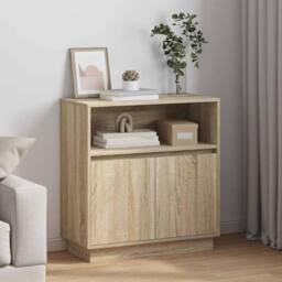 Berkfield Home Sideboard with LED Sonoma Oak 71x34, 5x75 cm Engineered Wood in Brown - thumbnail 2