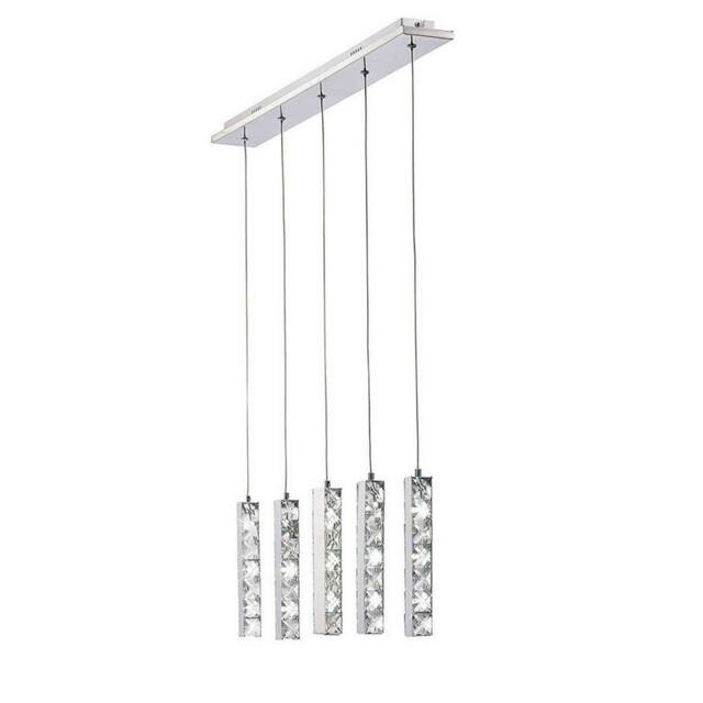 Netlighting Galaxy Linear Pendant 5 Drop 15W LED 6000K Polished Chrome Crystal in Grey - image 1