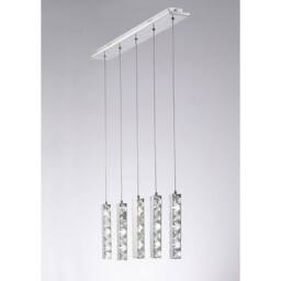 Netlighting Galaxy Linear Pendant 5 Drop 15W LED 6000K Polished Chrome Crystal in Grey - thumbnail 2