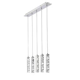 Netlighting Galaxy Linear Pendant 5 Drop 15W LED 6000K Polished Chrome Crystal in Grey - thumbnail 1