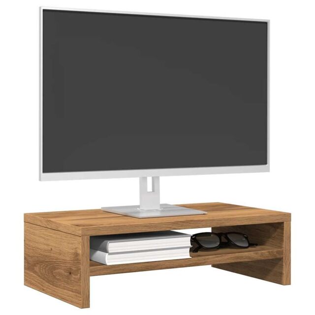 Berkfield Home Monitor Stand Artisan Oak 42x24x13 cm Engineered Wood in Brown - Size: 42 x 24 x 13 cm - image 1