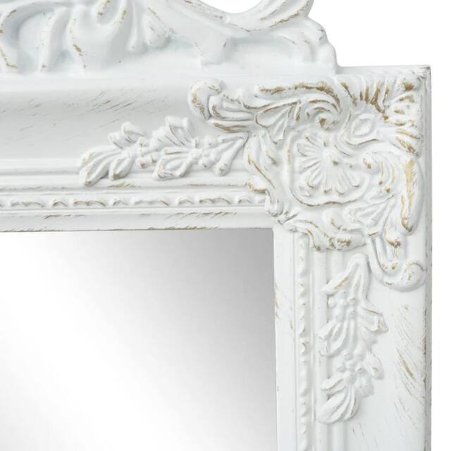 Berkfield Home Full Free-Standing Mirror Baroque Style 160x40 cm White - image 1