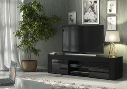 Creative Furniture TV Unit 130cm Modern - Black with High Gloss Doors - thumbnail 2