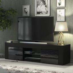 Creative Furniture TV Unit 130cm Modern - Black with High Gloss Doors