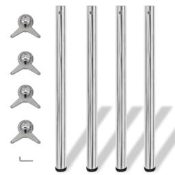 Berkfield Home 4 Height Adjustable Table Legs Chrome 870 mm in Silver - thumbnail 2