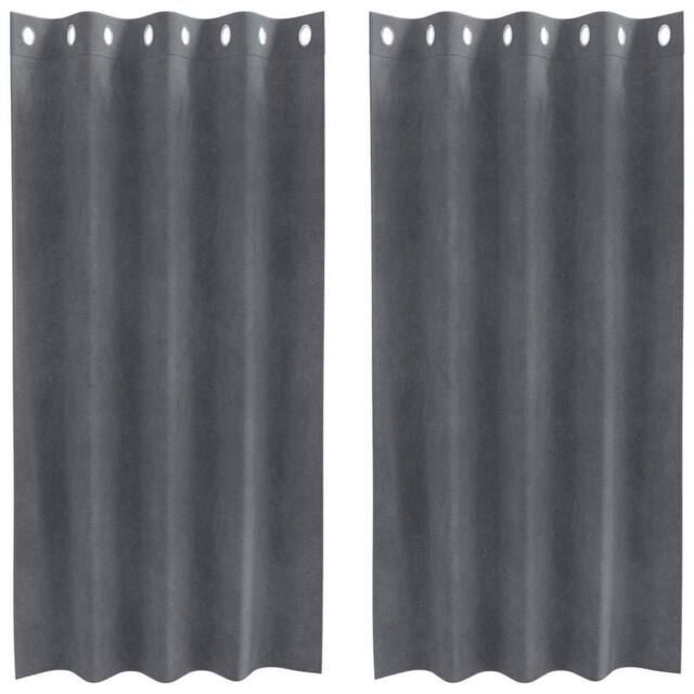 Berkfield Home Blackout Curtains with Eyelets 2 pcs Super Light Grey Velvet in Dark Grey - image 1