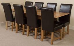 Thats Furniture Richmond 140-220cm Oak Extending Dining Table + 8 Washington Leather Chairs in Brown - thumbnail 1