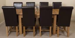 Thats Furniture Richmond 140-220cm Oak Extending Dining Table + 8 Washington Leather Chairs in Brown - thumbnail 2