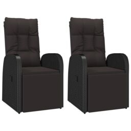 Berkfield Home 3 Piece Garden Lounge Set Black Poly Rattan&Steel - thumbnail 4
