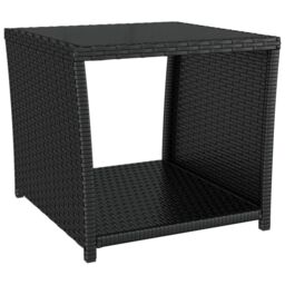 Berkfield Home 3 Piece Garden Lounge Set Black Poly Rattan&Steel - thumbnail 5