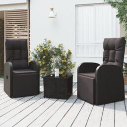 Berkfield Home 3 Piece Garden Lounge Set Black Poly Rattan&Steel - thumbnail 1