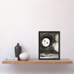 "Artery8 Strange Flower with a Face Redon Vintage Framed Wall Art Print in Grey - Size: W12"" x H16""" - thumbnail 4