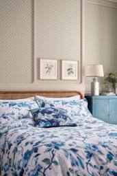 English Heritage 'Craven Street Floral' Cotton Duvet Cover Set in Blue - Size: Super King - thumbnail 2