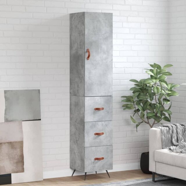 Berkfield Home Highboard Concrete Grey 34.5x34x180 cm Engineered Wood - image 1