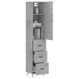 Berkfield Home Highboard Concrete Grey 34.5x34x180 cm Engineered Wood - thumbnail 3