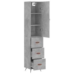 Berkfield Home Highboard Concrete Grey 34.5x34x180 cm Engineered Wood - thumbnail 4