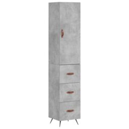 Berkfield Home Highboard Concrete Grey 34.5x34x180 cm Engineered Wood - thumbnail 2