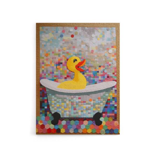 "Artery8 Rubber Duck Bath Time Bathroom Nursery Canvas Wall Art Print - Size: W18"" x H24""" - image 1