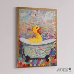 "Artery8 Rubber Duck Bath Time Bathroom Nursery Canvas Wall Art Print - Size: W18"" x H24""" - thumbnail 2