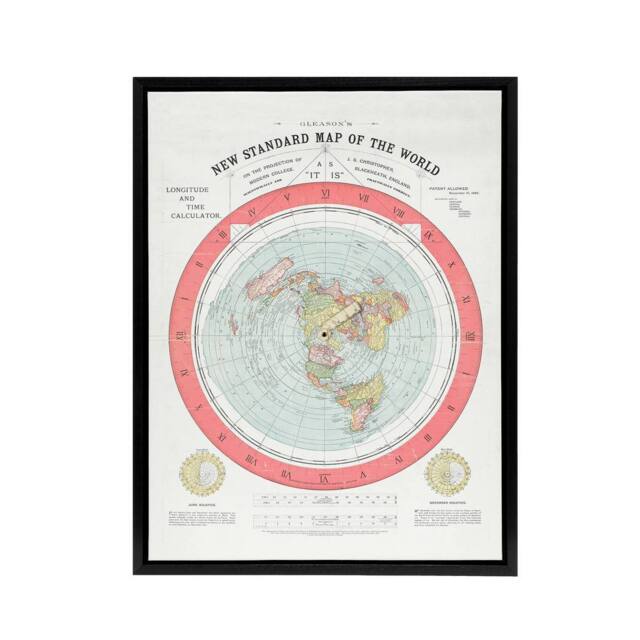 "Artery8 Map Gleason 1892 World Time Framed Canvas Wall Art Print - Size: W12"" x H16""" - image 1