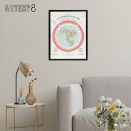 "Artery8 Map Gleason 1892 World Time Framed Canvas Wall Art Print - Size: W12"" x H16""" - thumbnail 3