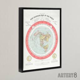 "Artery8 Map Gleason 1892 World Time Framed Canvas Wall Art Print - Size: W12"" x H16""" - thumbnail 2