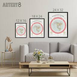 "Artery8 Map Gleason 1892 World Time Framed Canvas Wall Art Print - Size: W12"" x H16""" - thumbnail 4