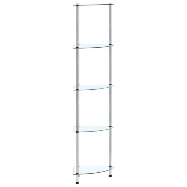 Berkfield Home 5-Tier Shelf Transparent 30x30x130 cm Tempered Glass in Clear - Size: 30 x 30 x 130 cm - image 1