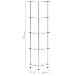 Berkfield Home 5-Tier Shelf Transparent 30x30x130 cm Tempered Glass in Clear - Size: 30 x 30 x 130 cm - thumbnail 6