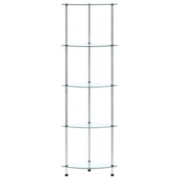 Berkfield Home 5-Tier Shelf Transparent 30x30x130 cm Tempered Glass in Clear - Size: 30 x 30 x 130 cm - thumbnail 3