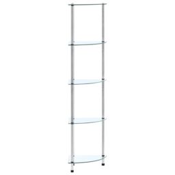 Berkfield Home 5-Tier Shelf Transparent 30x30x130 cm Tempered Glass in Clear - Size: 30 x 30 x 130 cm