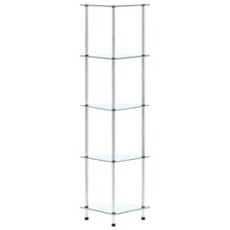 Berkfield Home 5-Tier Shelf Transparent 30x30x130 cm Tempered Glass in Clear - Size: 30 x 30 x 130 cm - thumbnail 2