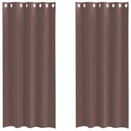 Berkfield Home Voile Curtains with Grommets 2 pcs Brown 140x245 cm - thumbnail 1